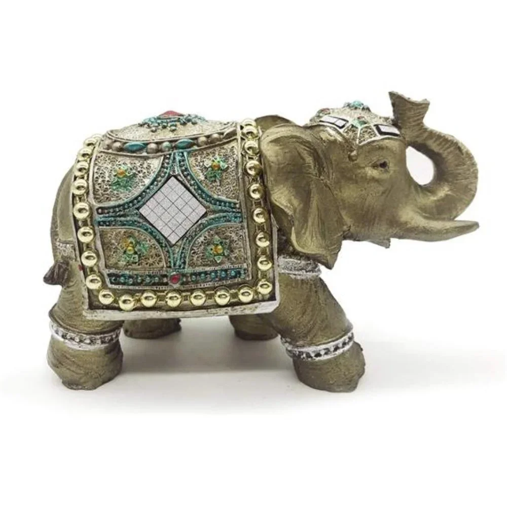 Mose Cafolo Stunning Brass Bronze Color 6" Elegant Elephant Trunk Feng Shui Stat - Picture 2 of 6